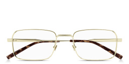Shop Dunhill Rollagas Titanium Rectangle Eyeglasses in Gold online.