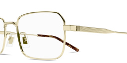 Shop Dunhill Rollagas Titanium Rectangle Eyeglasses in Gold online.