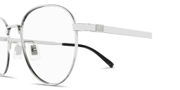 Shop Dunhill Signature Harness Panthos Eyeglasses in Silver online.