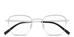 Shop Dunhill Signature Harness Half-Rim Square Eyeglasses in Silver online.