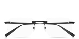 Shop Dunhill Rollagas Titanium Wide Rimless Rectangle Eyeglasses in Black online.