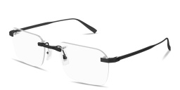 Shop Dunhill Rollagas Titanium Wide Rimless Rectangle Eyeglasses in Black online.