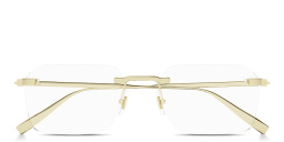 Shop Dunhill Rollagas Titanium Wide Rimless Rectangle Eyeglasses in Gold online.
