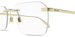 Shop Dunhill Rollagas Titanium Wide Rimless Rectangle Eyeglasses in Gold online.