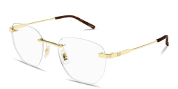 Shop Dunhill Signature Barley Bridge Rimless Irregular Eyeglasses in Gold online.