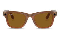Shop Ray-Ban Meta Wayfarer Unisex Square Sunglasses in Shiny Caramel online.
