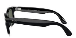 Shop Ray-Ban Meta Wayfarer Unisex Square Sunglasses in Shiny Black online.