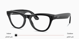 Shop Ray-Ban Meta Skyler Unisex Cat-Eye Sunglasses in Shiny Black online.