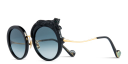 Shop ANNA KARIN KARLSSON Rose et La Roue Limited Edition Oversized Round Sunglasses in Black online.