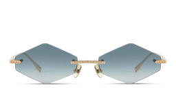 Shop ANNA KARIN KARLSSON Crystal Nest Triangle Unisex Rimless Irregular Sunglasses in Gold online.