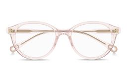 Shop Chloe Logo Signature Panthos Eyeglasses in Transparent Pink online.