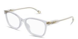 Shop Chloe Logo Signature Rectangle Eyeglasses in Transparent Grey online.