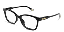 Shop Chloe Logo Signature Rectangle Eyeglasses in Black online.