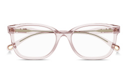 Shop Chloe Logo Signature Rectangle Eyeglasses in Transparent Pink online.