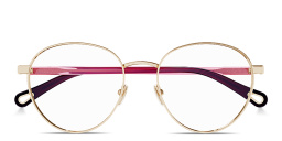 Shop Chloe Logo Signature Panthos Eyeglasses in Gold online.