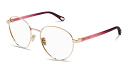 Shop Chloe Logo Signature Panthos Eyeglasses in Gold online.