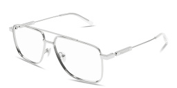 Shop Alexander McQueen Logo Signature Unisex Wide Pilot Eyeglasses in Silver online.