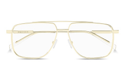 Alexander McQueen Logo Signature Unisex Wide Pilot Eyeglasses in Gold – Product Photo 1