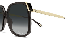 Shop Chloe Engraved Logo Oversized Square Sunglasses in Black online.