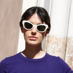Shop SESTINI Quattordici Cat-Eye Sunglasses in Shiny Ivory online.