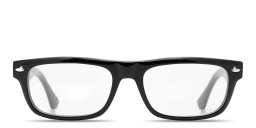 SESTINI Quindici Unisex Wide Rectangle Eyeglasses with Blue Light Filter in Shiny Black – Product Photo 1