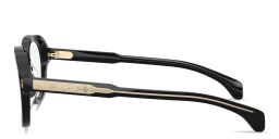 Shop Moncler Logo Signature Aviator Eyeglasses in Black online.