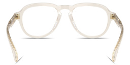 Shop Moncler Logo Signature Unisex Pilot Eyeglasses in Transparent Shiny Butter online.