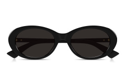 Shop BOTTEGA VENETA Classic Oval Sunglasses in Black online.