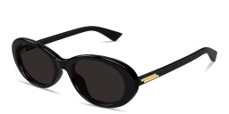 Shop BOTTEGA VENETA Classic Oval Sunglasses in Black online.