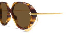 Shop BOTTEGA VENETA Drop Square Sunglasses in Havana online.