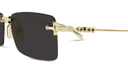 Shop GUCCI Logo Signature Rimless Rectangle Sunglasses in Gold online.