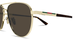 Shop GUCCI Web Aviator Sunglasses in Gold online.