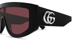 Shop GUCCI GG Wide Mask Sunglasses in Black online.