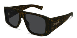 Shop SAINT LAURENT Flat-Top Rectangle Sunglasses in Havana online.