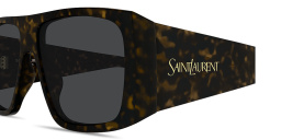 Shop SAINT LAURENT Flat-Top Rectangle Sunglasses in Havana online.