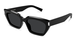 Shop SAINT LAURENT Engraved Logo Cat-Eye Sunglasses in Black online.