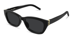 Shop SAINT LAURENT YSL Logo Rectangle Sunglasses in Black online.