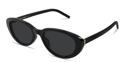 Shop SAINT LAURENT YSL Logo Oval Sunglasses in Black online.