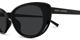 Shop SAINT LAURENT Logo Signature Cat-Eye Sunglasses in Black online.