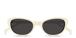 Shop SAINT LAURENT Logo Signature Cat-Eye Sunglasses in Shiny Ivory online.