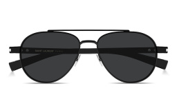 SAINT LAURENT Engraved Logo Aviator Sunglasses in Black – Product Photo 1