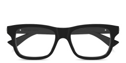Shop BOTTEGA VENETA Ribbon Rectangle Eyeglasses in Black online.