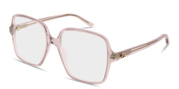 Shop GUCCI GG Oversized Square Eyeglasses in Transparent Pink online.