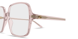 Shop GUCCI GG Oversized Square Eyeglasses in Transparent Pink online.