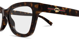 Shop GUCCI Web Cat-Eye Eyeglasses in Havana online.