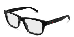 Shop GUCCI Web Rectangle Eyeglasses in Black online.