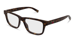 Shop GUCCI Web Rectangle Eyeglasses in Havana online.