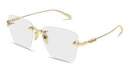 Shop GUCCI Logo Signature Rimless Square Eyeglasses in Gold online.