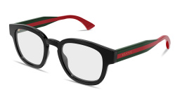 Shop GUCCI Web Round Eyeglasses in Black online.