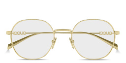 GUCCI Logo Signature Round Eyeglasses in Gold – Product Photo 1